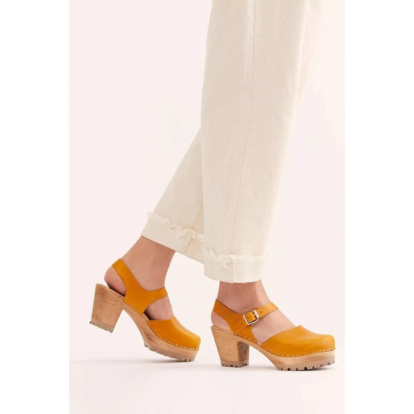 Mia Abba Platform Clog Mustard Yellow Womens 9 EU 39 Wood Heeled Mary … - Picture 9 of 16